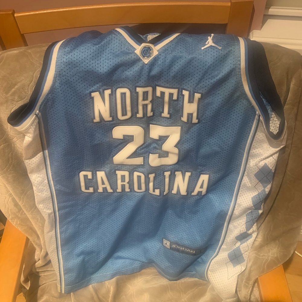 Jordan Blue and White Basketball Jersey